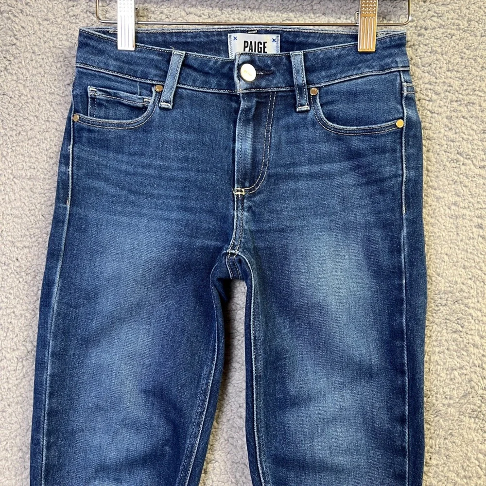 PAIGE Verdugo Jeans Women 23 Blue Denim Soho Wash Skinny Ankle Raw Hem Indie